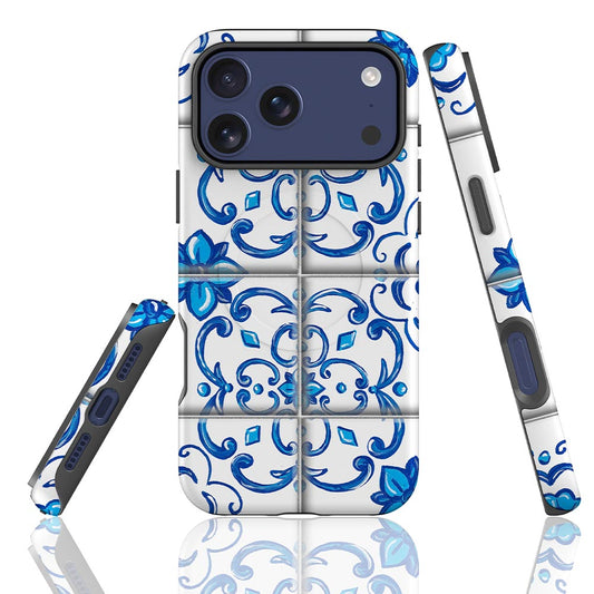 Blue Italian tile phone case for stylish men and women
