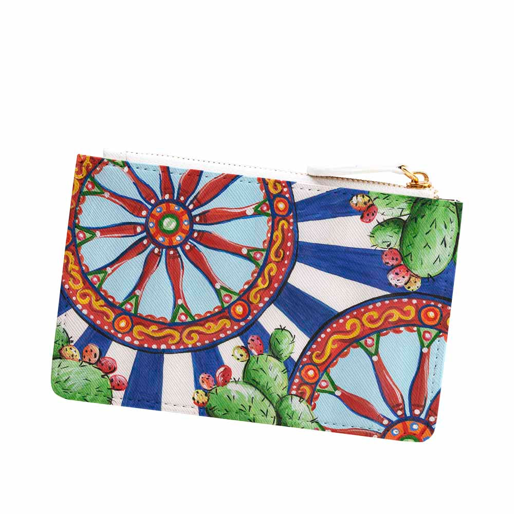 Carretto Catania Clutch Coin Pouch Purse - Blue Stripes Sicilian Cart 