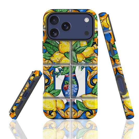 Cutest Italian lemon print phone case on white background