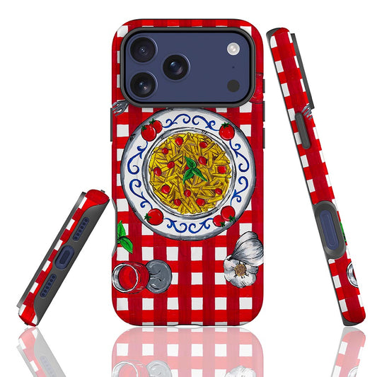 Red checkered phone case - pasta restaurant Italy theme