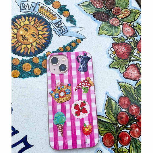 PInk Barbie style Gingham Vichy iPhone Case at Bam Bar in Taormina