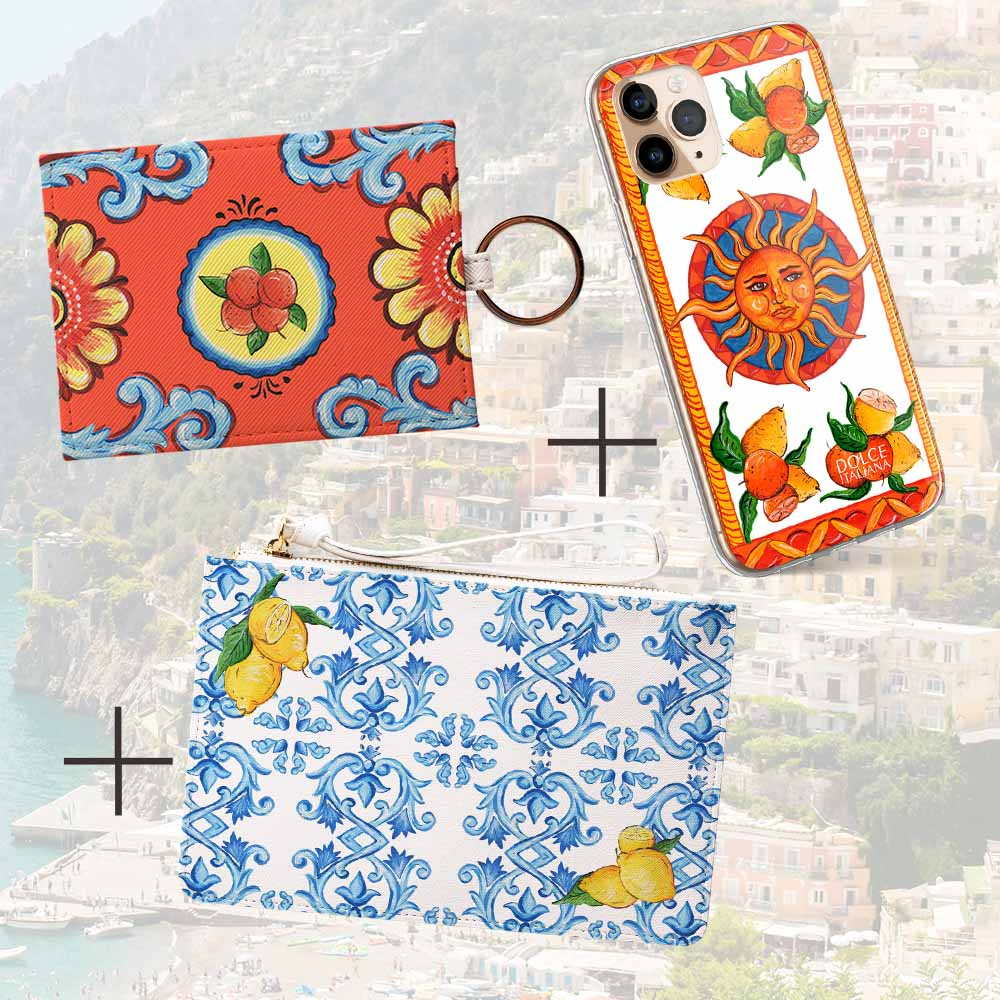 Taormina Italy Traveler Pack Handpainted DOLCE design Accessories