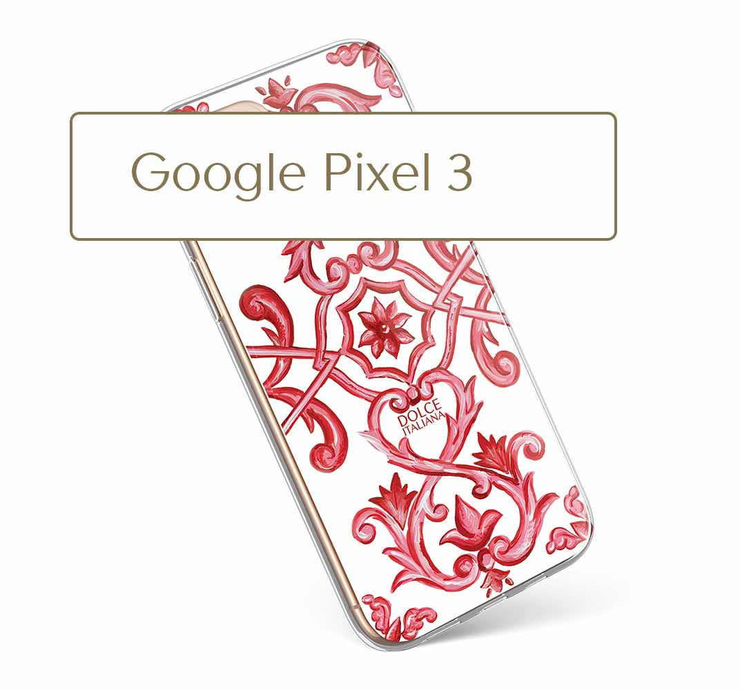 Phone Case - Maiolica Red - Ceramic White Background Edition-Google Pixel 3-traditional handpainted Italian design maiolica tile pattern-DOLCE ITALIANA