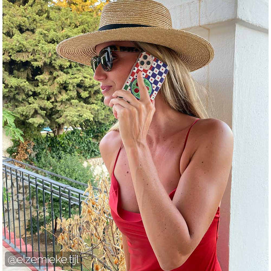 Cherry Phone Case held by Dutch athlete model Elze Mieke Tijl