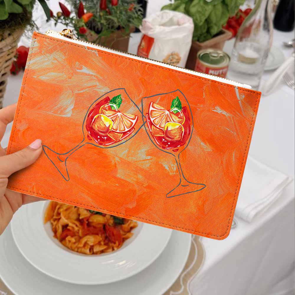 Aperol Spritz Clutch Bag Purse at bridesmaids wedding event