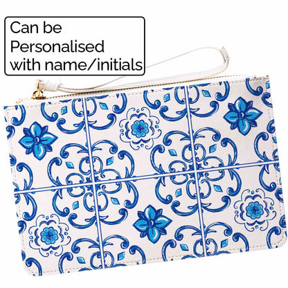 Caltagirone Blu Maiolica tile Italian design clutch purse 
