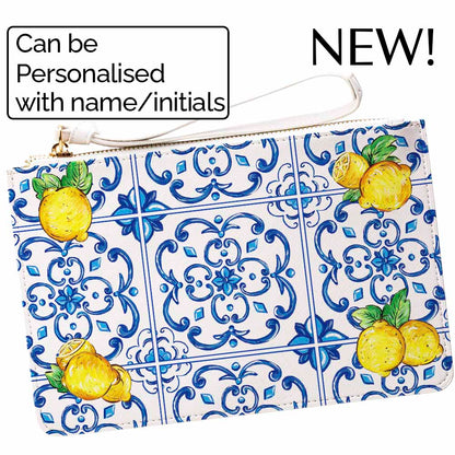 Caltagirone Limone Lemon and Maiolica tile Italian design purse