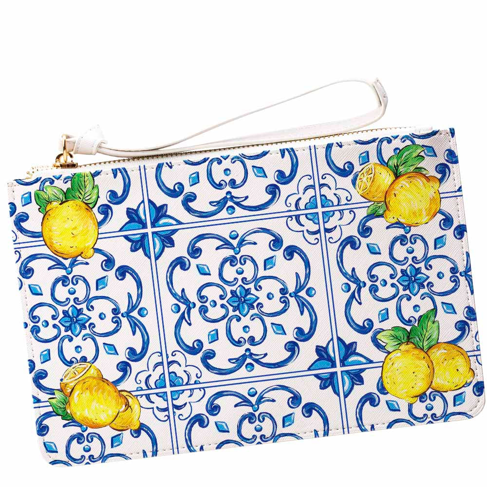 Caltagirone Limone Lemon and Maiolica tile Italian design purse