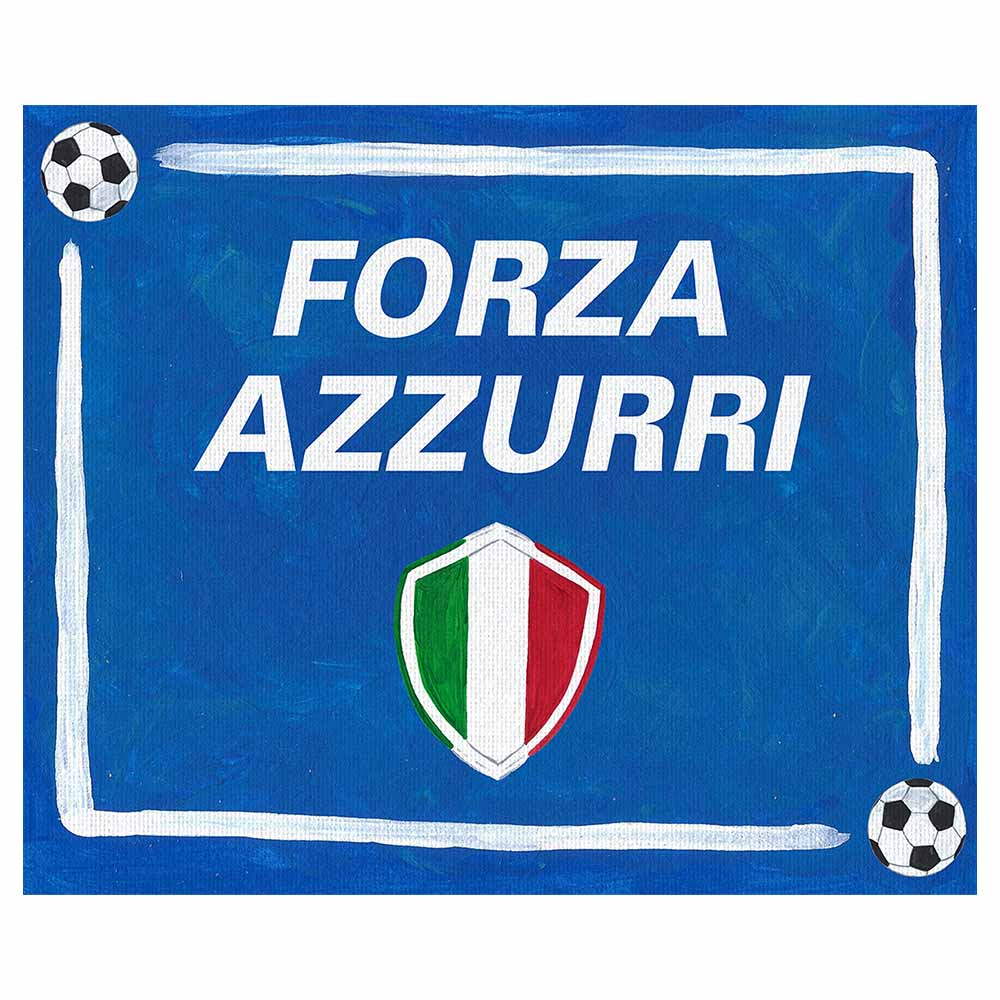 FORZA AZZURRI Wall Art Canvas Handpainted Italy Italia