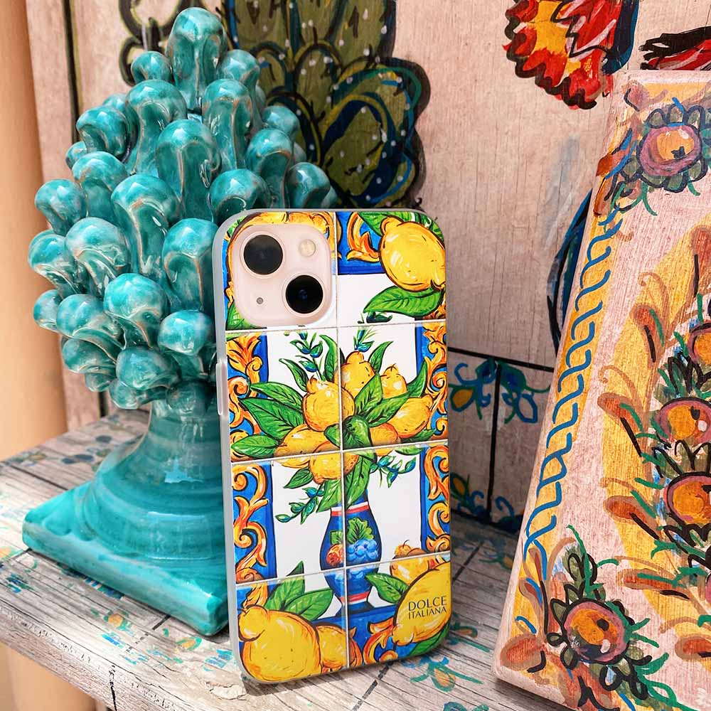 Lemon iPhone 16 Phone Case Cover Positano Amalfi Coast Italy Tile design by DOLCE ITALIANA