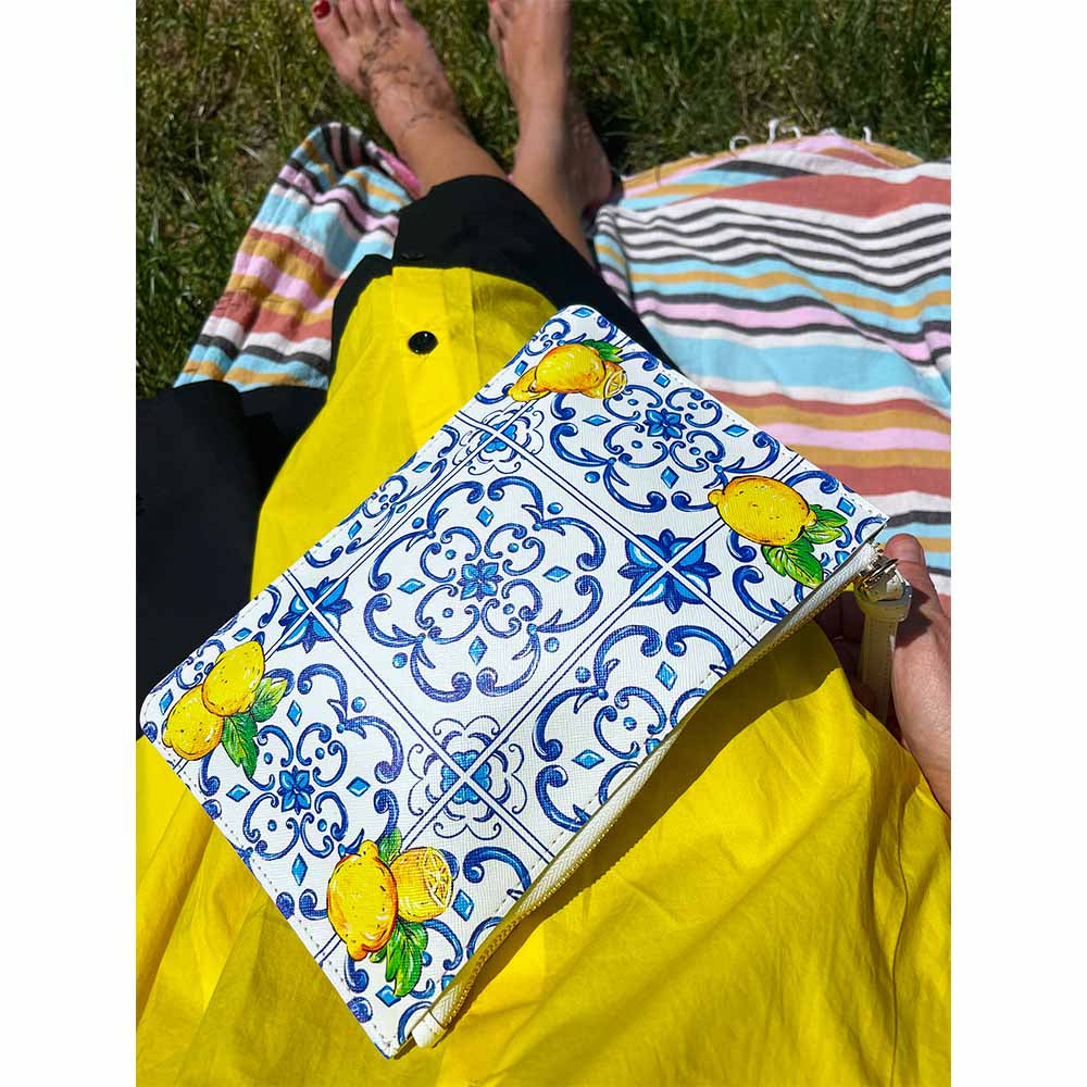 Lemon and Majolica Maioliche Tile Sicily Designer Handbag