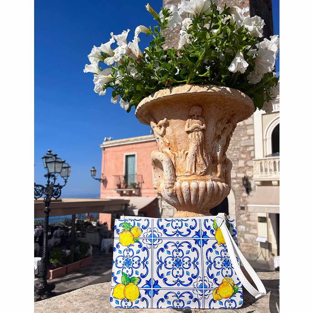 Italian Wedding Bridesmaid Gift Clutch Bag Purse Pochette with Lemons