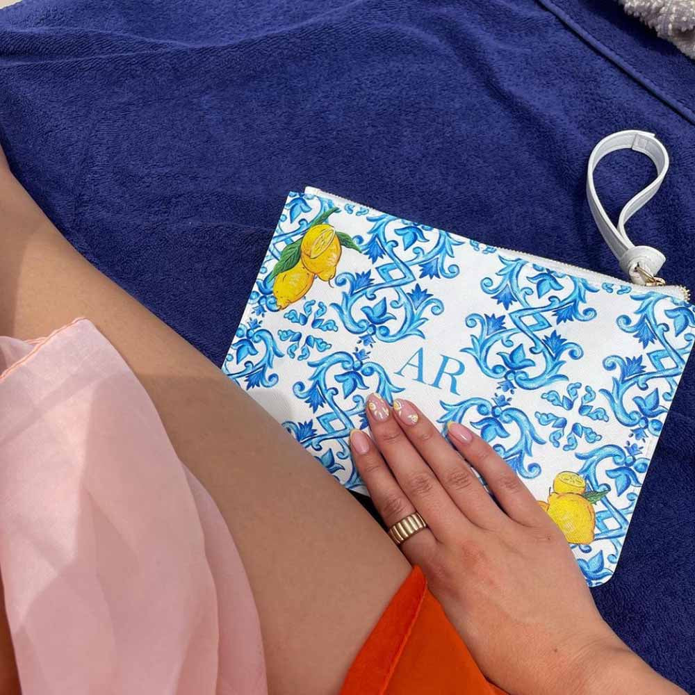 Capri Lemons Limone Limoncello Clutch Bag with Monogram Personalized