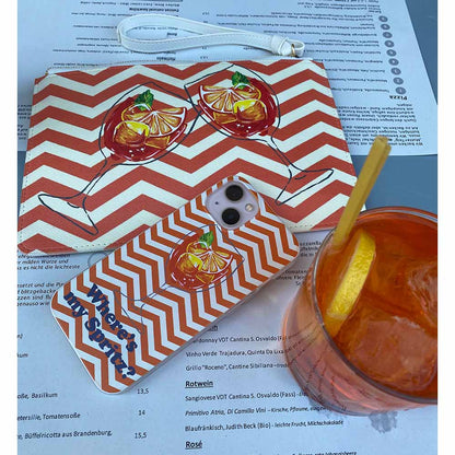 Aperol Spritz Italian handpainted design pouch and phone case by DOLCE ITALIANA