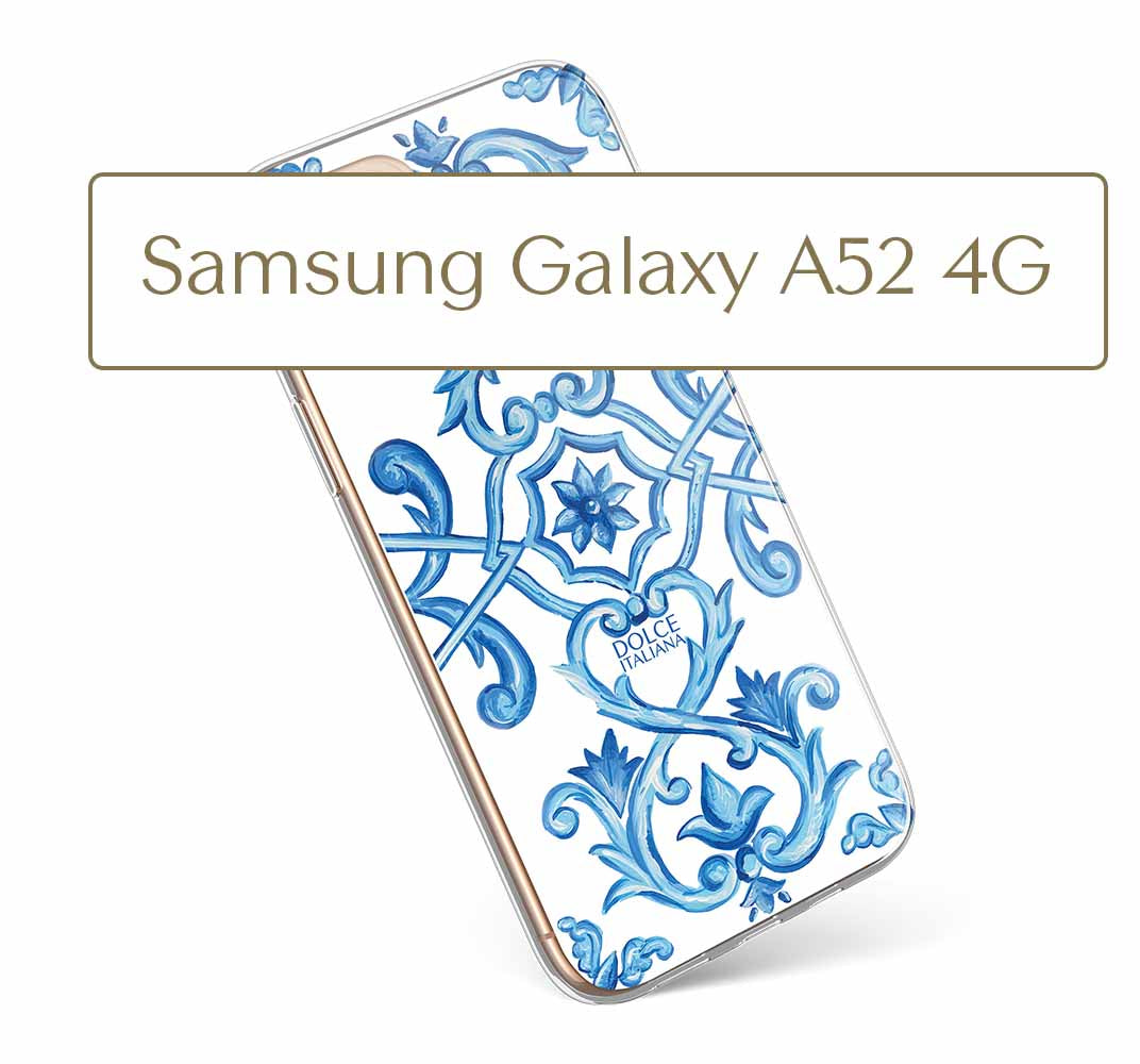 Phone Case - Maiolica Blu - Ceramic White Background Edition-Samsung Galaxy A52 4G-traditional handpainted Italian design maiolica tile pattern-DOLCE ITALIANA