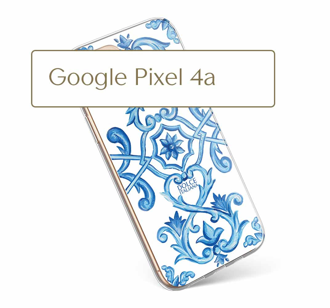 Phone Case - Maiolica Blu - Ceramic White Background Edition-Google Pixel 4a-traditional handpainted Italian design maiolica tile pattern-DOLCE ITALIANA