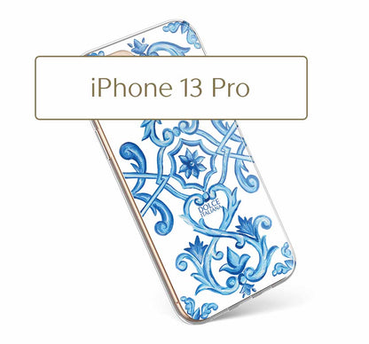 Phone Case - Maiolica Blu - Ceramic White Background Edition-iPhone 13 Pro-traditional handpainted Italian design maiolica tile pattern-DOLCE ITALIANA