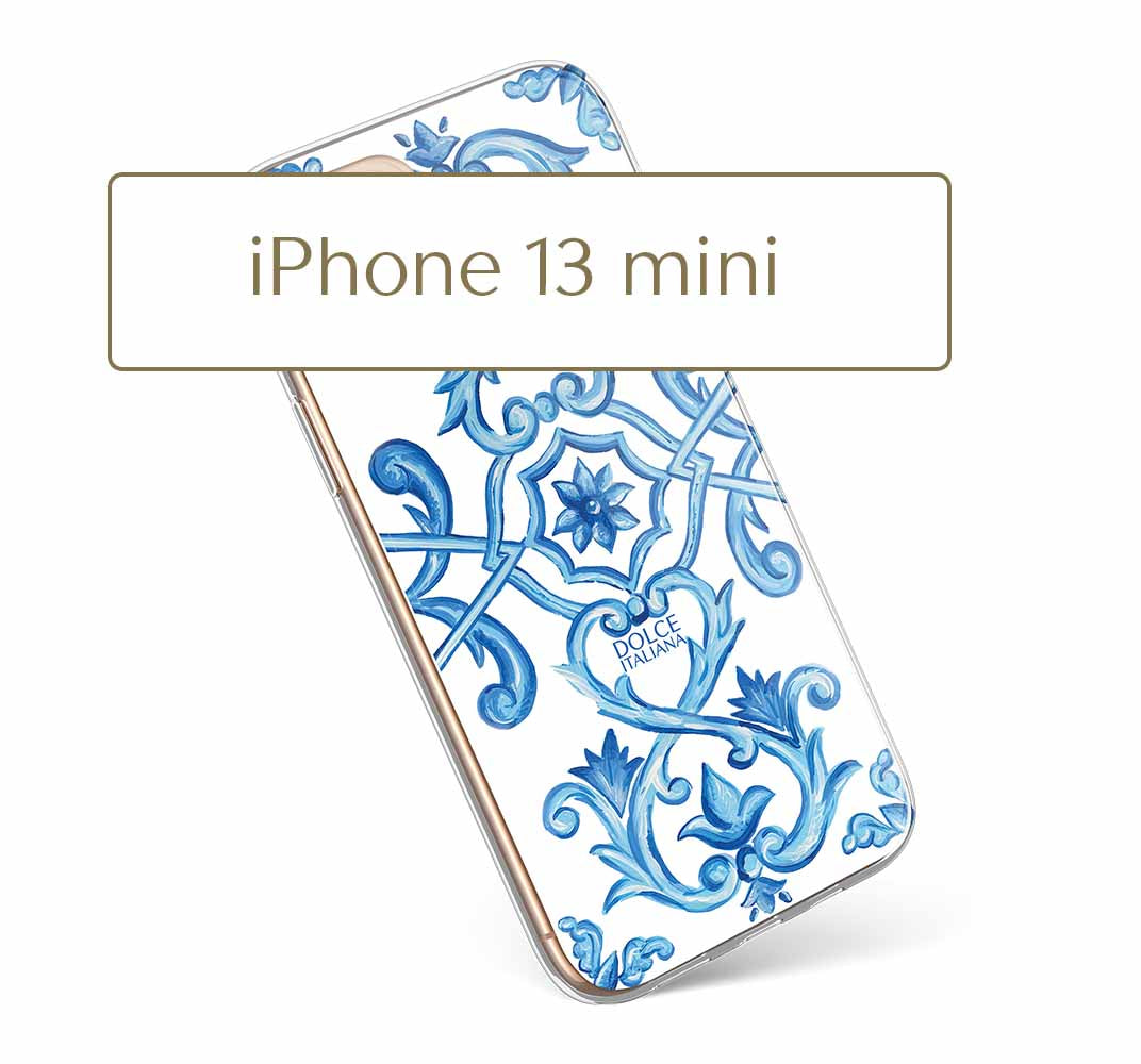 Phone Case - Maiolica Blu - Ceramic White Background Edition-iPhone 13 mini-traditional handpainted Italian design maiolica tile pattern-DOLCE ITALIANA