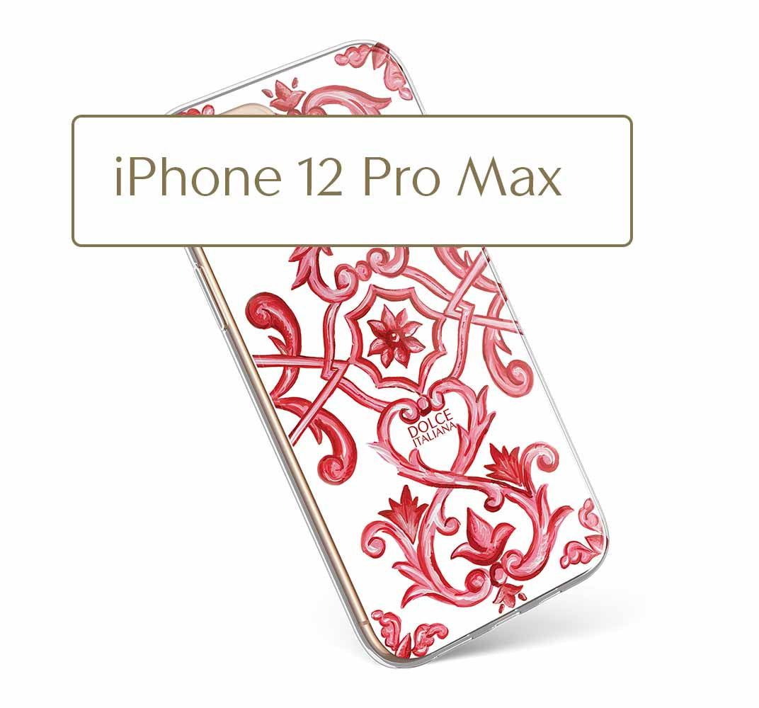 Phone Case - Maiolica Red - Ceramic White Background Edition-traditional handpainted Italian design maiolica tile pattern-DOLCE ITALIANA