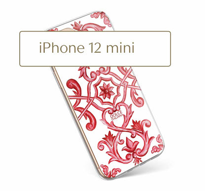 Phone Case - Maiolica Red - Ceramic White Background Edition-iPhone 12 mini-traditional handpainted Italian design maiolica tile pattern-DOLCE ITALIANA