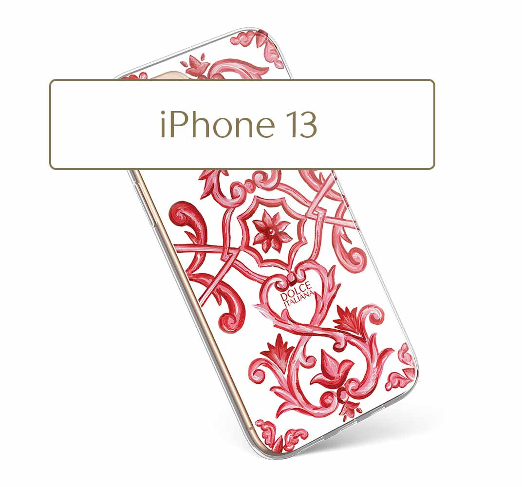 Phone Case - Maiolica Red - Ceramic White Background Edition-iPhone 13-traditional handpainted Italian design maiolica tile pattern-DOLCE ITALIANA