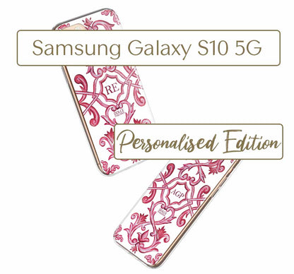 Phone Case - Maiolica Red - Ceramic White Background Edition-Samsung Galaxy S10 5G-traditional handpainted Italian design maiolica tile pattern-DOLCE ITALIANA