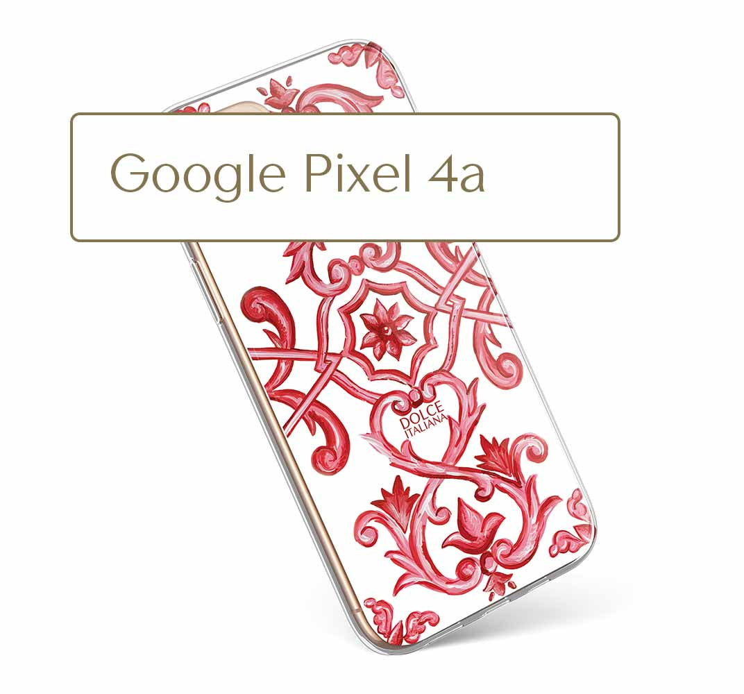 Phone Case - Maiolica Red - Ceramic White Background Edition-Google Pixel 4a-traditional handpainted Italian design maiolica tile pattern-DOLCE ITALIANA