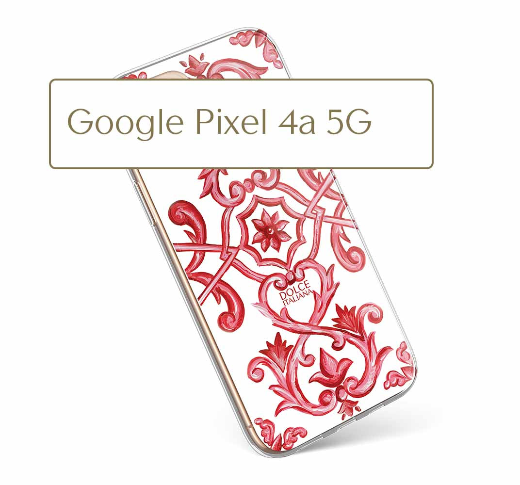 Phone Case - Maiolica Red - Ceramic White Background Edition-Google Pixel 4a 5G-traditional handpainted Italian design maiolica tile pattern-DOLCE ITALIANA