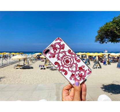 Phone Case - Maiolica Red - Ceramic White Background Edition-traditional handpainted Italian design maiolica tile pattern-DOLCE ITALIANA