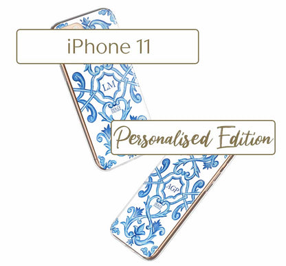 Phone Case - Maiolica Blu - Ceramic White Background Edition-iPhone 11-traditional handpainted Italian design maiolica tile pattern-DOLCE ITALIANA
