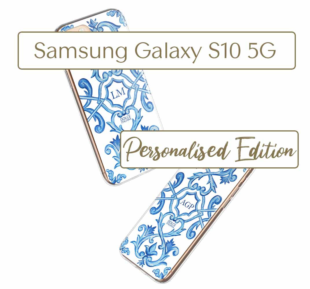 Phone Case - Maiolica Blu - Ceramic White Background Edition-Samsung Galaxy S10 5G-traditional handpainted Italian design maiolica tile pattern-DOLCE ITALIANA