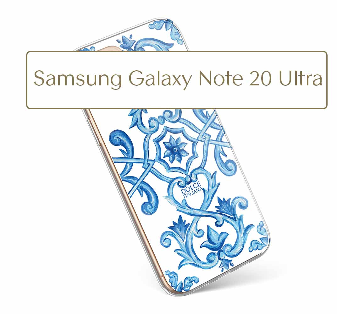 Phone Case - Maiolica Blu - Ceramic White Background Edition-Samsung Galaxy Note 20 Ultra-traditional handpainted Italian design maiolica tile pattern-DOLCE ITALIANA