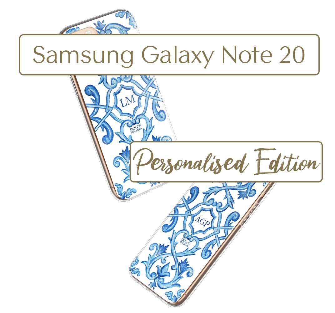 Phone Case - Maiolica Blu - Ceramic White Background Edition-Samsung Galaxy Note 20-traditional handpainted Italian design maiolica tile pattern-DOLCE ITALIANA