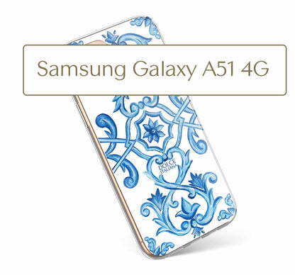 Phone Case - Maiolica Blu - Ceramic White Background Edition-Samsung Galaxy A51 4G-traditional handpainted Italian design maiolica tile pattern-DOLCE ITALIANA