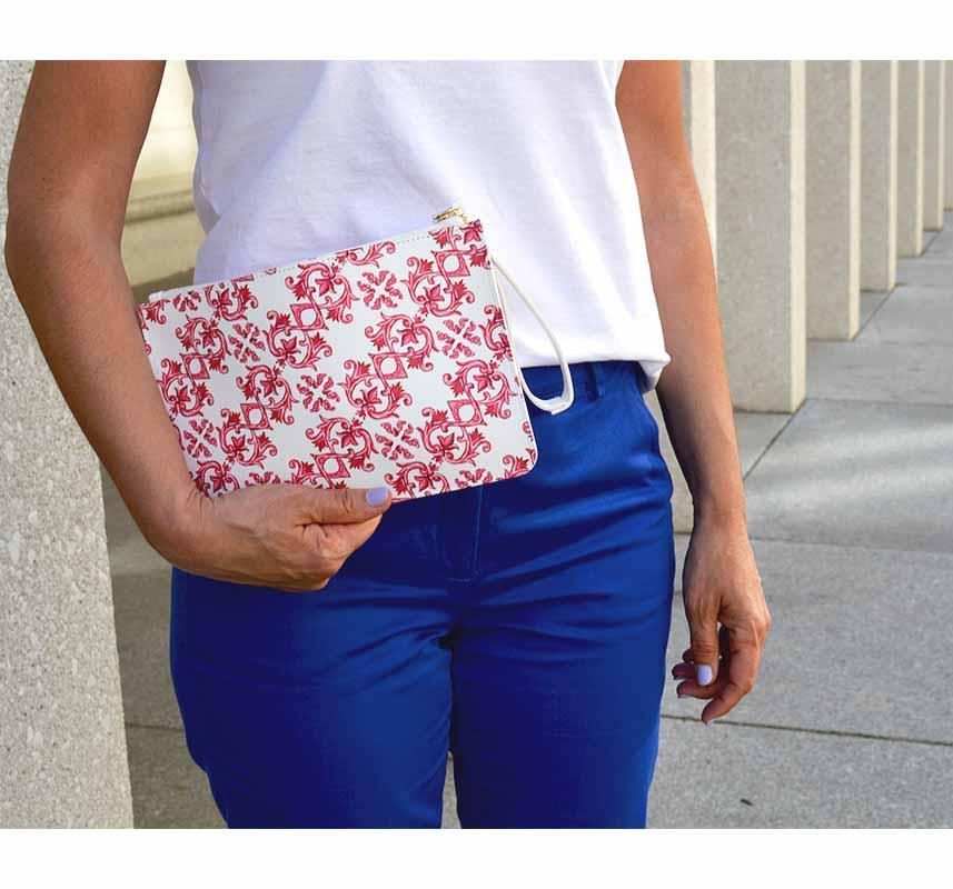 White Mosaic Designer Clutch Bag