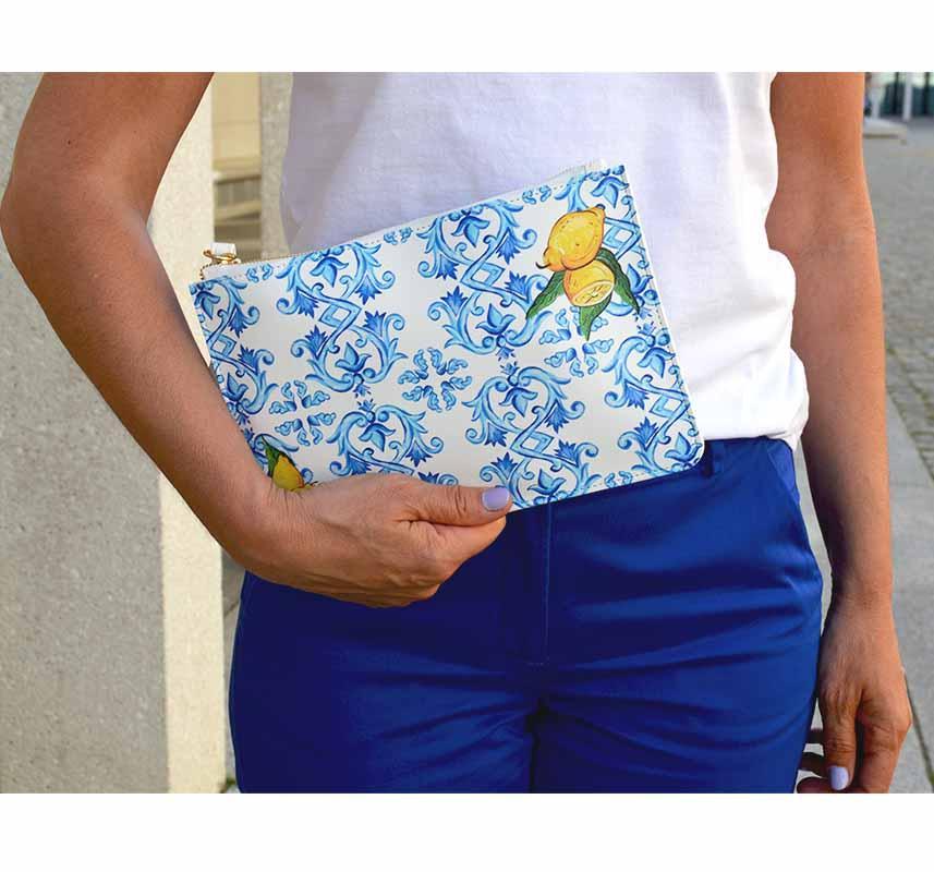 Capri lemon design pochette with tile design