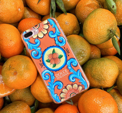 Phone Case - Arancio Piana-traditional handpainted Italian Sicilian design orange grove ocean waves arancio on oranges-DOLCE ITALIANA
