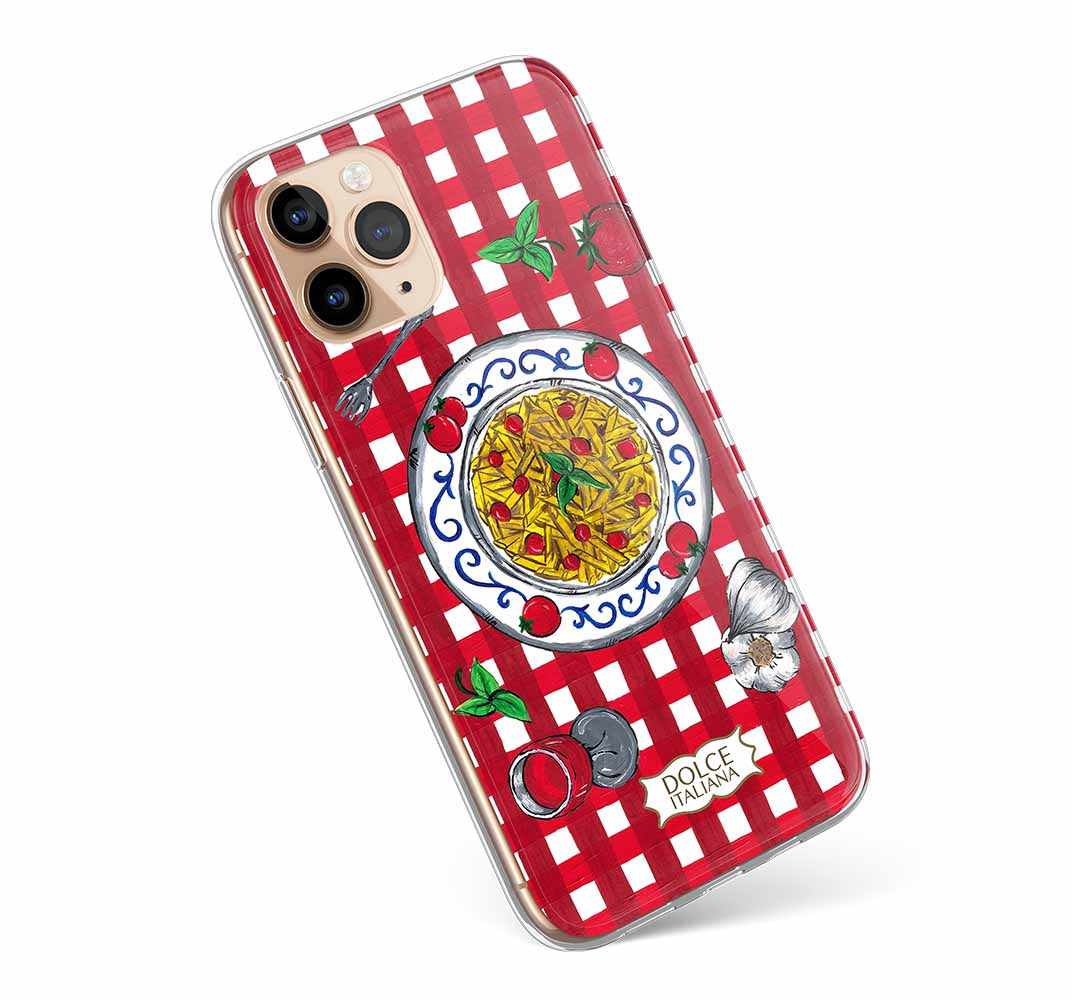 Phone Case Featuring Italian Pasta Restaurant Red Gingham