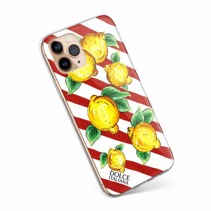 Lemon Citrone Limone Phone Cover with red stripes DOLCE ITALIANA