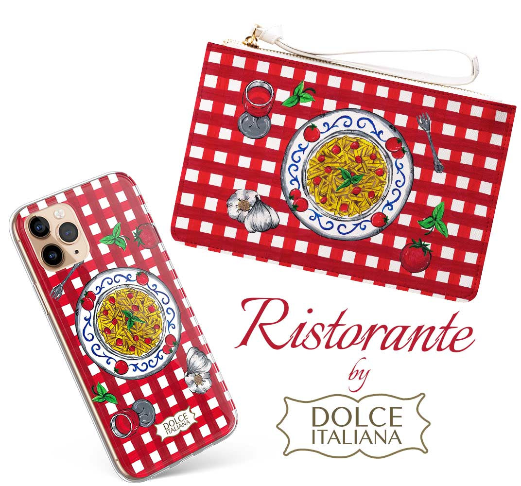 Phone Case - Ristorante-traditional handpainted Italian design gingham red vichy ristorante restaurant tablecloth with tomato pasta wine and garlic-DOLCE ITALIANA