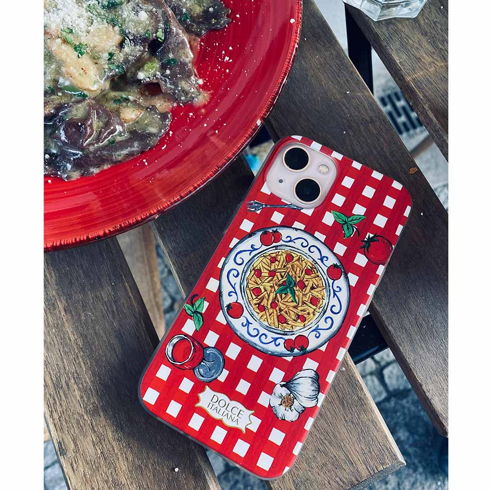 Red checked tablecloth design phone cover Italian restaurant  style