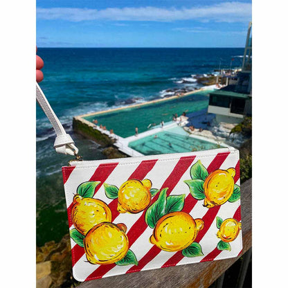 Lemon and red white stripes bag by DOLCE ITALIANA